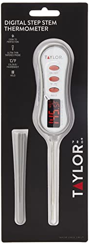 Taylor Pro Digital Food Thermometer Sensor mit LED-Anzeige, Edelstahl/Kunststoff, weiß/grau, 21 x 3,5 x 2,5 cm von Taylor