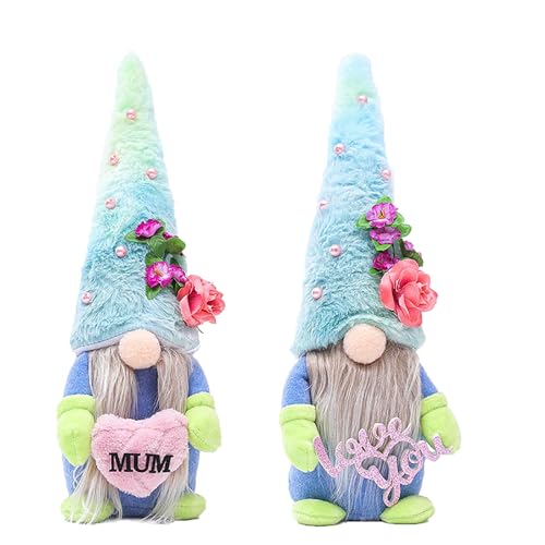 Tayuvira 2 Stück Muttertagsgeschenk GNOME Plüsch Dekorationen,13 Zoll Gnomes Dekoration Geschenk Muttertag für Mama，Mama Geschenk Dekorationen für Home Office Taschen Taschen (Blau+Blau, 13 Zoll) von Tayuvira