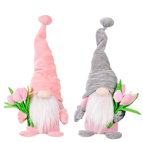 Tayuvira 2 Stück Muttertagsgeschenk GNOME Plüsch Dekorationen,13 Zoll Gnomes Dekoration Geschenk Muttertag für Mama，Mama Geschenk Dekorationen für Home Office Taschen Taschen (Rosa+Grau, 15zoll) von Tayuvira