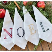 Exquisite Weihnachtliche Leinenservietten Mit Noel-stickerei - Ideale Dinner-Servietten Für Einen Festlichen Tisch Nachdenkliches Einweihungs- Oder von Teamaison