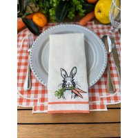 Hüpfe in Den Frühling Mit Dem Bunny Bestickten Leinen Servietten - Tischset Set Perfekt Für Ostern Tischdekoration Abendessen. Tolles von Teamaison