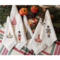 Nussknacker Ballerina Und Weihnachtsbaum Leinen Servietten - Exquisite Gestickte Weihnachtstischdekoration Perfektes Hostessen- Oder von Teamaison