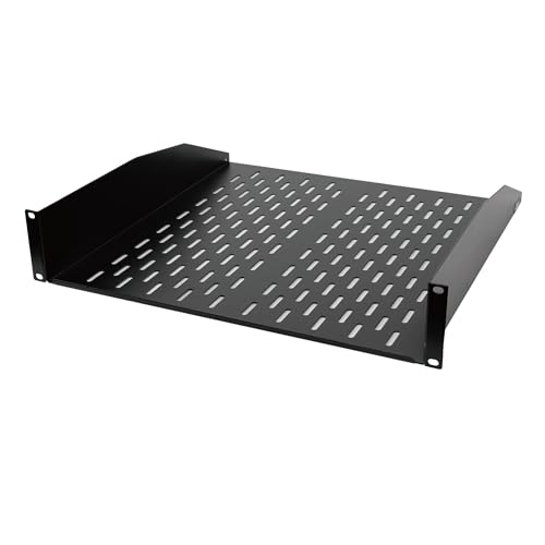 Tecmojo, robustes 2U freitragender Server-Rack-Regal, universal, belüftet, für 48,3 cm (19 Zoll) Netzwerkgeräte-Rack und -schrank, Tragfähigkeit 50 kg – 45,7 cm tief, Schwarz von Tecmojo