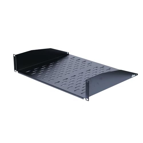 Tecmojo 2U freitragender Server-Rack-Regal – Universeller belüfteter Rack-Montageschacht für 19-Zoll-Netzwerkgeräte-Rack und -schrank – Tragfähigkeit 25 kg – 360 mm tief, Schwarz von Tecmojo