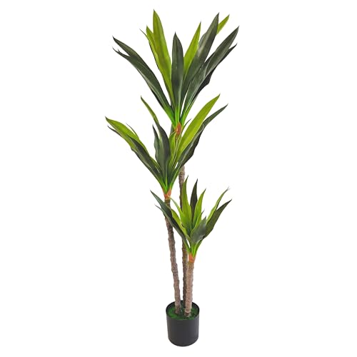 Gefälschte Pflanzen Dracena 150 cm Künstliche Pflanzen Outdoor Künstliche Pflanze Wohnzimmer Dekoration Schlafzimmer Balkon Bambus Zypressenbaum (DRACENA 3 Stämme CM 150) von Tecnokit