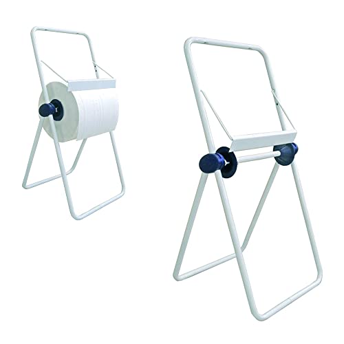 Tecnokit Boden-Papierrollenständer aus Stahl, Weiß, Abmessungen 38x40x86h cm, verstellbare Klinge in DREI Positionen, klappbar, Zubehör im Lieferumfang enthalten von Tecnokit