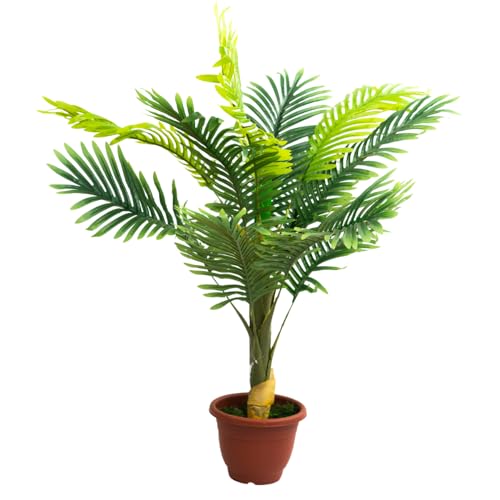 Tecnokit Gefälschte Pflanzen Innen Palme 100 cm Künstliche Pflanzen Außen Künstliche Palme Wohnzimmer Dekoration Schlafzimmer Balkon Philodendron Aralia Weihnachtsstern (PALMA 100CM) von Tecnokit