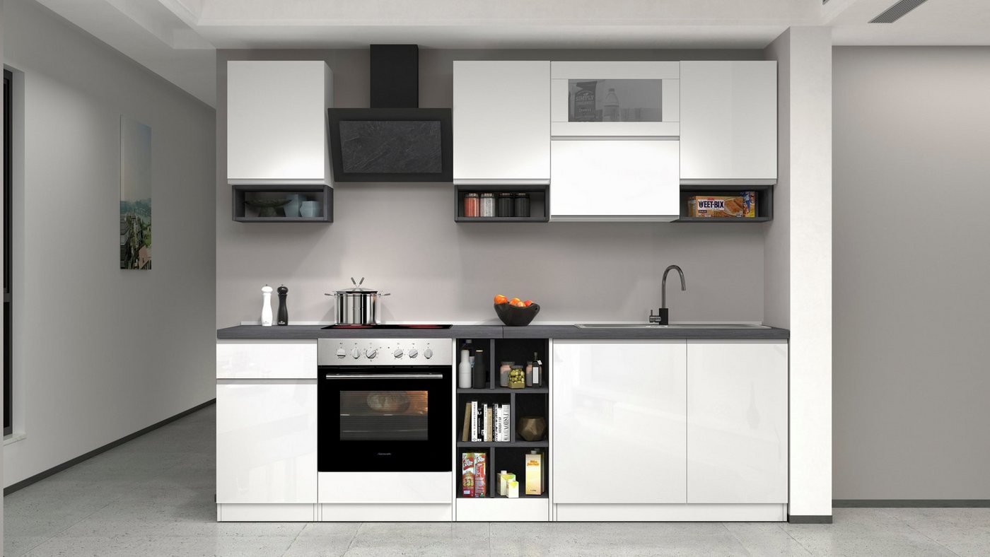 KOCHSTATION Küchenzeile KS-Sole, Breite 256 cm, mit Geschirr-Abtropfschrank, ohne E-Geräte von KOCHSTATION