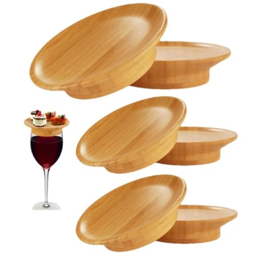 6 STK Weinglas Charcuterie Topper Set | Weinglas Topper aus Holz | 2024 Neu Wine Glass Topper Charcuterie Untersetzer | Kreative Weingläser Charcuterie Brett Home Deko für Familienessen von Tedious