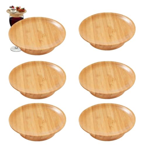 Weinglas Charcuterie Topper Set | 6 Stück Weinglas Topper aus Holz | 2024 Wine Glass Topper Charcuterie Untersetzer | Kreative Weingläser Charcuterie Brett Home Deko für Familienessen von Tedious