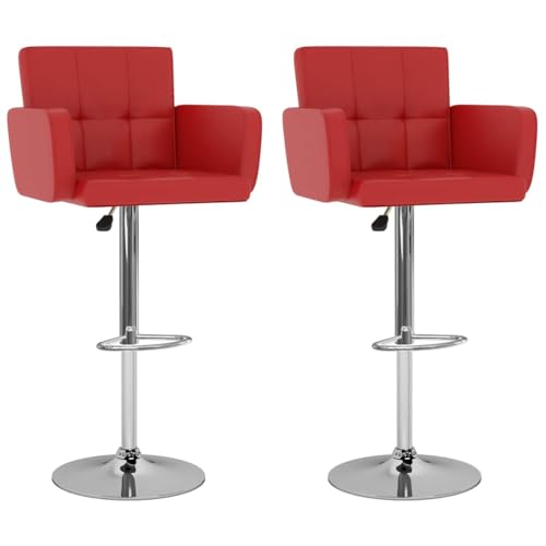 Teenpull Modern Adjustable Swivel Bar Stools Set, 2 Red Faux Leather Counter Height Chairs for Kitchen Island Dining Room Teenpull Modern Adjustable Swivel Bar Stools Set, 2 Red Faux Leather Counter Height Chairs for Kitchen Island Dining Room von Teenpull