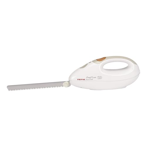 Tefal 8523.31 Elektrisches Messer | 100 Watt | Edelstahlkling | geeignet für Tiefkühl-Gut | weiß/greige von Tefal