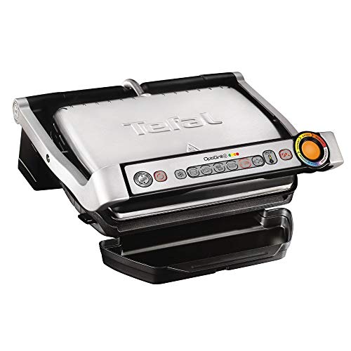 Tefal OptiGrill+ Kontaktgrill, 6 Programme, Garstufenanzeige, Abnehmbare Platten, Manueller Modus, Elektrogrill, Edelstahl, GC712D12 von Tefal