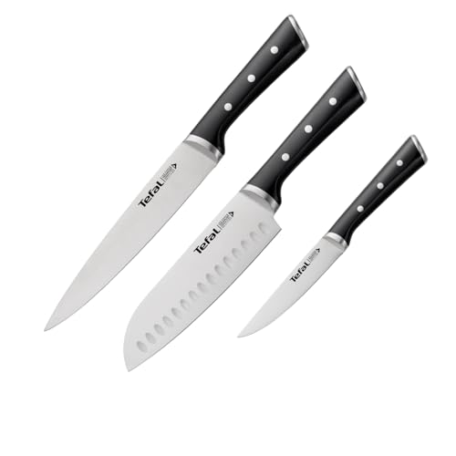 Tefal K232S3 Ice Force 3er Set | Fleisch-, Santoku- und Universalmesser | 20 x 18 x 11 cm | Schwarz von Tefal