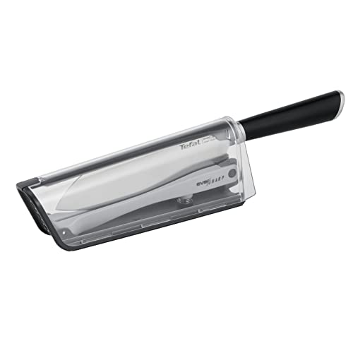 Tefal K25790 Eversharp Santokumesser + Messerschärfer integriertes Schleifsystem Allround-Küchenmesser, Schwarz, 16.5 cm von Tefal