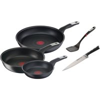 Tefal Pfannen-Set "Unlimited Ice Force", Aluminium, (Set, 5 tlg., je 1 Pfanne Ø 24/28 cm, Wok Ø 28 cm, Kochmesser, Bratwender), kratzfeste Antihaftversiegelung, Thermo-Signal, inkl. Zubehör von Tefal