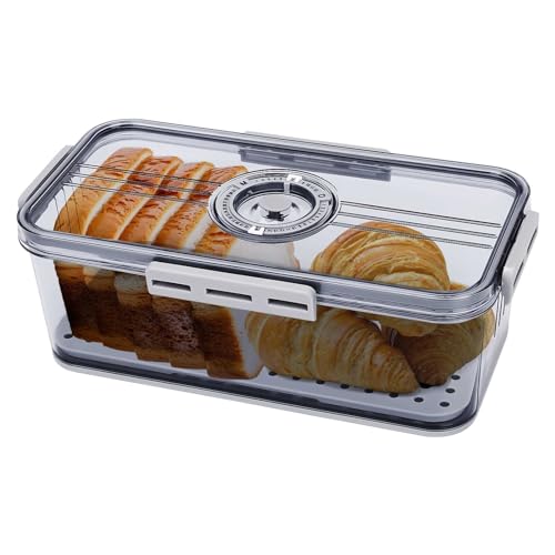 Tefola Brotdose mit Deckel und Timer, Aufbewahrungsbehälter aus transparentem Glas, luftdicht, zur Aufbewahrung von Lebensmitteln, Gebäck, Brot, Keksen und Kuchen, BPA-frei, HGK1221fangTefo0315 Tefola Brotdose mit Deckel und Timer, Aufbewahrungsbehälter aus transparentem Glas, luftdicht, zur Aufbewahrung von Lebensmitteln, Gebäck, Brot, Keksen und Kuchen, BPA-frei, HGK1221fangTefo0315 von Tefola
