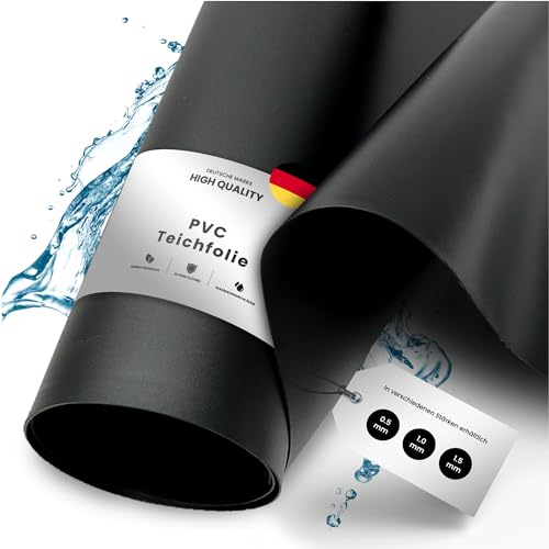 TeichVision - Premium PVC Teichfolie schwarz - Stärke 0,5 mm - 6 m x 8 m/PVC Folie schwarz auch geeignet als Hochbeet Folie wasserdicht von TeichVision