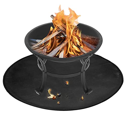 Teksome Runde Feuerschalenmatte, Grillmatte unter der Feuerstelle – feuerfeste Matten für den Außenbereich, runde Grillmatte, effektiver Feuerschalen-Pad, Deckschutz von Teksome