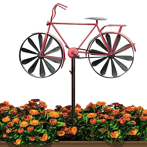 Teksome Windspinner aus Metall | Motorrad-/Fahrrad-Windspiele für Hof und Garten | Fahrrad-Gartenstecker-Dekoration | Windskulpturen und Spinner für Vorgarten, Rasen von Teksome
