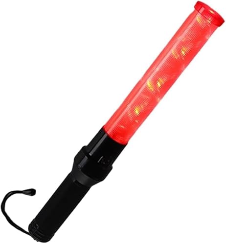 Telituny Signal Leuchtstab, Traffic Baton Light LED Verkehrssignal Stab Taschenlampe Ampel Kontrollstab Mit 3 Leuchtmuster für Parking Verkehr Outdoor Notfall von Telituny