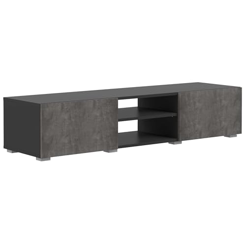 Temahome Podium TV-Schrank, Schwarz & Beton, 140x42x31 cm (L-P-A) von TemaHome