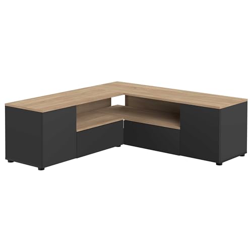 Temahome TV-Schrank mit Winkel, Eiche, Black & Oak, 130x40x46 cm (LxPxH) von Symbiosis