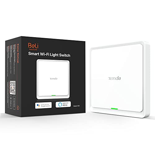 Tenda SS3 Smart Light Switch, 2.4GHz Wi-Fi Light Switch, Single Pole, Needs Neutral Wire, in Wall Dimmer Switch, with Alexa and Google Home, Remote Control and Timer, No Hub Required, White, 1 Gang von Tenda