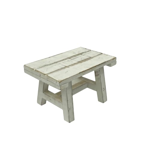 TentHome Rustikaler Pflanzenhocker Blumenständer Holz Shabby Sitzhocker Fußhocker Tritthocker Kinderhocker Kleiner Holzhocker für Kinderzimmer Garten Weiß Rechteckig von TentHome