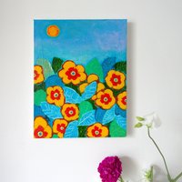 Lila Original Blumen Gemälde, Home Decor, Primrose Kunstwerk, Bunte Kunst Für Ihre Wände, Galerie Wand von TeodoraPainting
