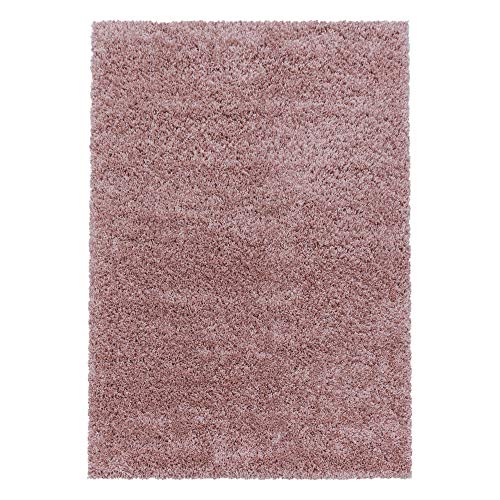 Teppium Moderner Hochflor Teppich Läufer Flur 100 x 200 cm Rosa - Shaggy Flauschiger Teppich, Extra Weich und Pflegeleicht - Ideal als Bettvorleger Schlafzimmer, Küchenläufer, Wohnzimmerteppich von Teppium