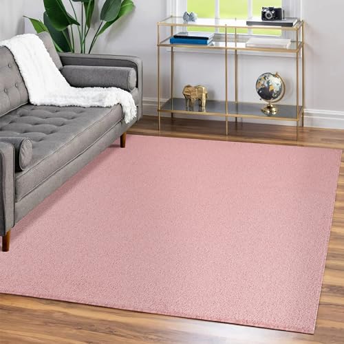 Teppium Moderner Kurzflor Teppich Wohnzimmer 200x300 (200 x 290 cm) Rosa - Waschbarer Teppich Dichtere, Flauschig, Extra Weich und Einfarbig - für Schlafzimmer, Esszimmer oder Küche von Teppium