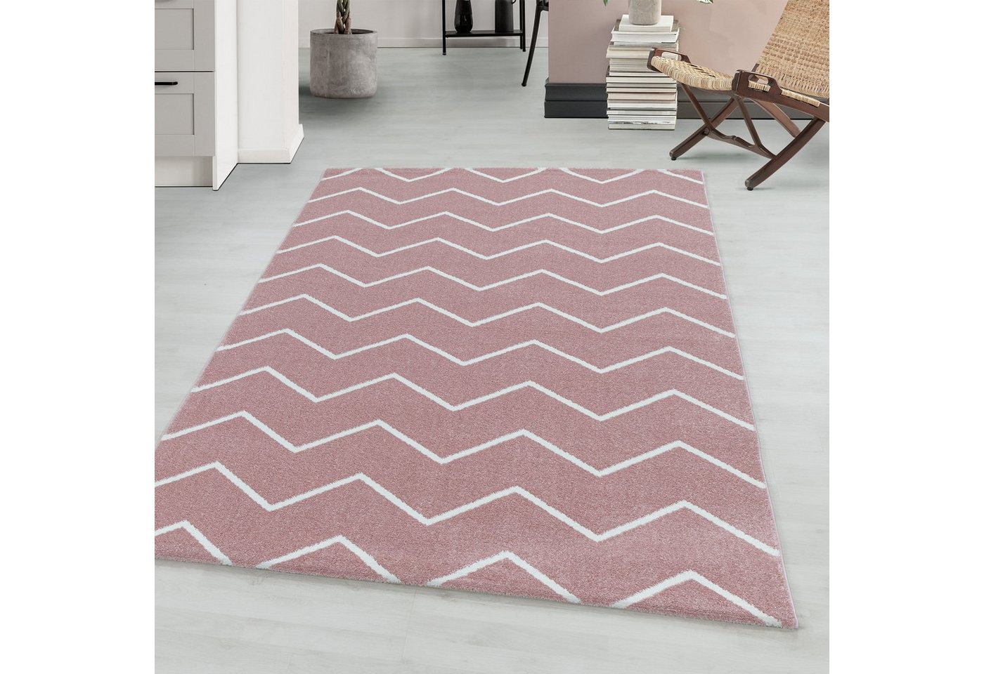 Teppich Chevron-Design, Teppium, Rechteckig, Höhe: 11 mm, Modern Kurzflor Teppich Wohnzimmer Chevron Design Pflegeleicht von Teppium