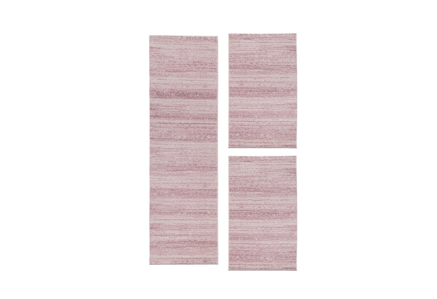 Teppich Unicolor - Einfarbig, Teppium, Rechteckig, Höhe: 6 mm, Schlafzimmer Teppich Bettumrandung Läufer Set 3 teilig Rosa-1 von Teppium
