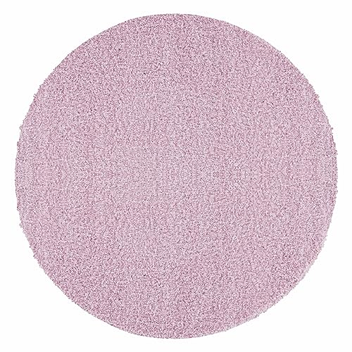 Teppium Moderner Hochflor Teppich Wohnzimmer 120 cm Rund Rosa - Shaggy Flauschiger Teppich, Extra Weich, Pflegeleicht und Einfarbig - für Schlafzimmer, Küche und Esszimmer von Teppium