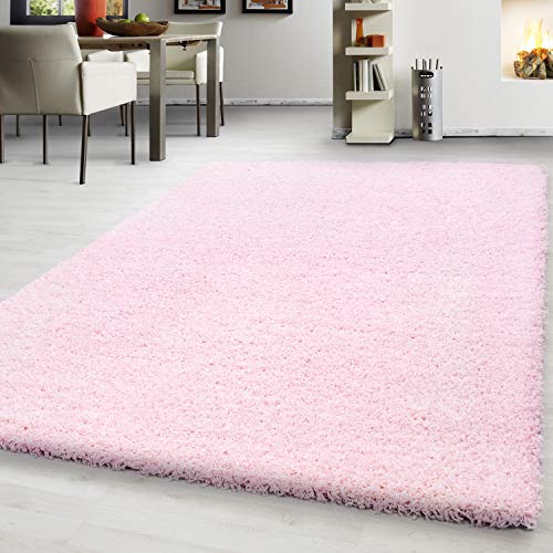 Teppium Moderner Hochflor Teppich Wohnzimmer 120 x 170 cm Rosa - Shaggy Flauschiger Teppich, Extra Weich, Pflegeleicht und Einfarbig - für Schlafzimmer, Küche und Esszimmer von Teppium