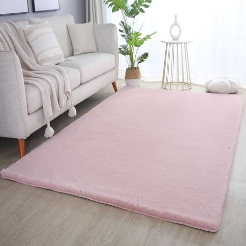 Weicher Hochflor Teppich Wohnzimmer Waschbarer Teppich im modernen Stil Unicolor & Einfarbig Läufer Teppich Felloptik Flauschig rutschfest Läufer Teppich in Farbe: Rosa, Grösse: 80 x 250 cm von Teppium