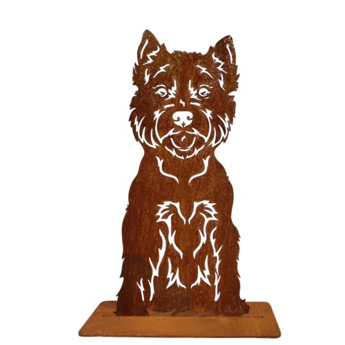 Terma Stahldesign Rost Hund West Highland Terrier Lebensgroß Handmade Germany tolle Gartendeko aus Metall Figur deko Geschenk Rostfigur Garten deko Gartenfigur, hundegrab deko von Terma