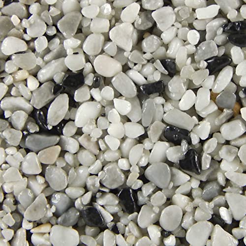 Terralith Steinteppich Marmor Komplett-Set für 1qm - Körnung: fein - 2-4mm mit Polyurethan Bindemittel - für Außen in weiß (contrastro uno) von Terralith