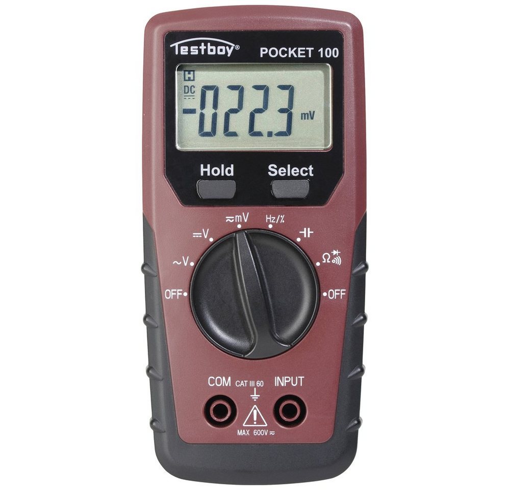 Testboy Spannungsprüfer Testboy TB Pocket 100 Hand-Multimeter digital CAT III 600 V Anzeige, (TB Pocket 100) von Testboy