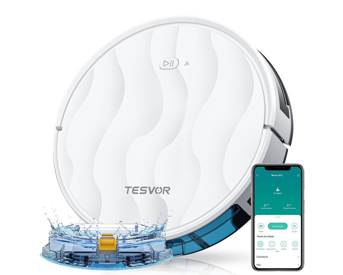 Tesvor Saugroboter TESVORM2 Roboter staubsauger 6000pa mit wischfunktion 5200mAh, Mit Staubbox beutellos,6000Pa von Tesvor