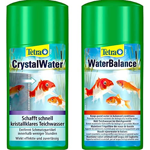 Tetra Pond CrystalWater - Wasserklärer gegen Trübungen für kristallklares Wasser im Gartenteich, 500 ml & Pond WaterBalance Wasserpflegemittel - schafft ideale und stabile Wasserwerte im Teich, 500 ml von Tetra