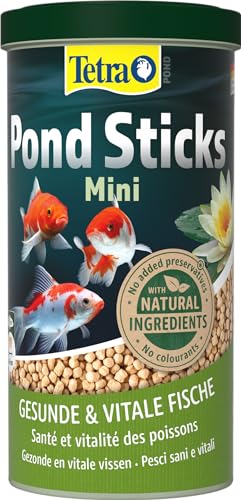 Tetra Pond Sticks Mini - Fischfutter für kleineTeichfische bis 15 cm, für gesunde Fische und klares Wasser im Gartenteich, 1 L Dose von Tetra