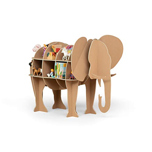 Kinder Regal Eddy der Elefant in braun - geeignet für ca. 60 Tonies, Spielzeug oder Kinderbücher - 100% plastikfrei von The Cardboard Co