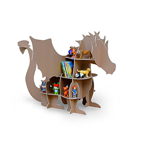 The Cardboard Co Kinder Regal Frankie der Drache in braun - geeignet für ca. 56 Tonies, Spielzeug oder Kinderbücher - 100% plastikfrei (Naturbraun) von The Cardboard Co