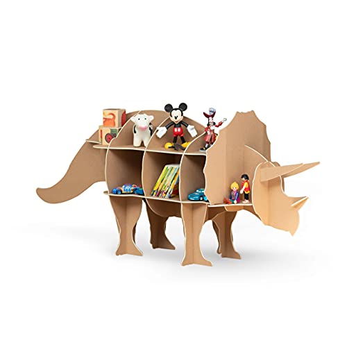 The Cardboard Co Kinder Regal Oscar der Dino in braun - geeignet für ca. 60 Tonies, Spielzeug oder Kinderbücher - 100% plastikfrei (Naturbraun) von The Cardboard Co