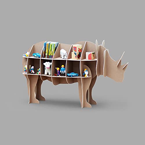 The Cardboard Co Kinder Regal Rudy das Nashorn in braun - geeignet für ca. 74 Tonies, Spielzeug oder Kinderbücher - 100% plastikfrei (Naturbraun) von The Cardboard Co