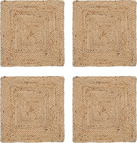 Geflochtene Jute-Platzsets, 30,5 x 30,5 cm, natürlich, Bauernhaus, wendbar, gewebte Boho-Matten für Küche und Esstisch (4 Stück) von The Home Talk