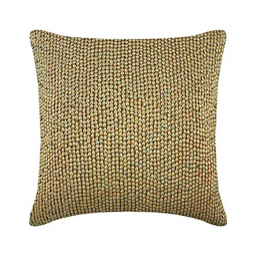 The HomeCentric Dekorativ Gold Sofakissen, 30x30 cm Die Seide Kissenbezug Fur Sofakissen, Kissenhulle mit Pailletten & Texturiert, Abstrakt Kissenbezug Fur Sofakissen, Modern Sofa - Gold Charmer von The HomeCentric