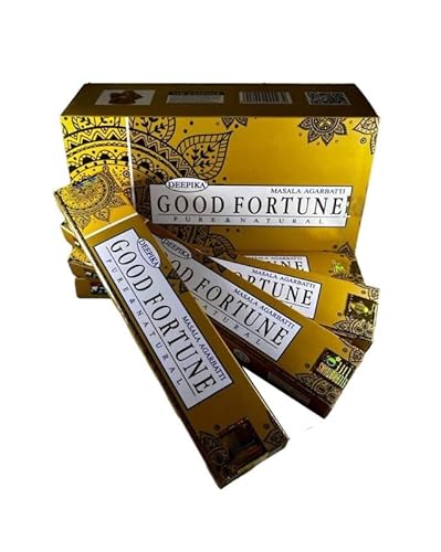 The India's Store Good Fortune Deepika Masala Räucherstäbchen Aggarbatti für Hauseinweihung, Pooja-Tempel, Meditation und Yoga, handgerollt, 3 Stück, TIS-DP-GOOD FORTUNE-3 von The India's Store